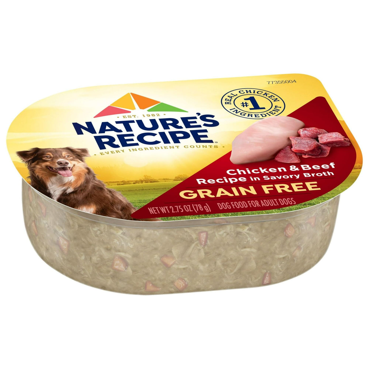 Trase A (4 Pack) Grain Free Chicken & Beef Recipe in Savory Broth Wet Dog Food - 2.75 oz. Cup - Includes Natural Ingredients with Added Vitamins, Minerals and Nutrients
