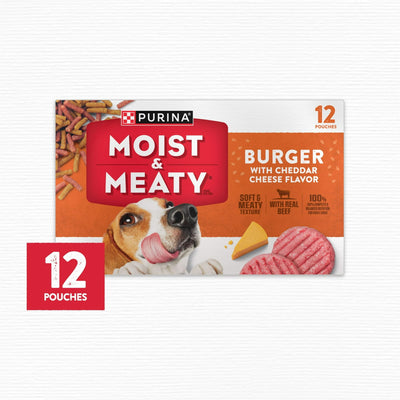 Trase A Dry Dog Food for Adult Dogs - Soft Beef Burger with Cheddar Cheese - Made with Real Beef - Soft and Meaty - 12 oz Pouches (5 Pack)