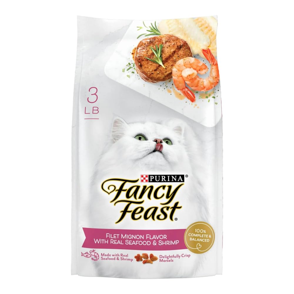 Trase A Indoor Dry Cat Food, Filet Mignon Flavor with Real Shrimp and Seafood, 3 lb Bag
