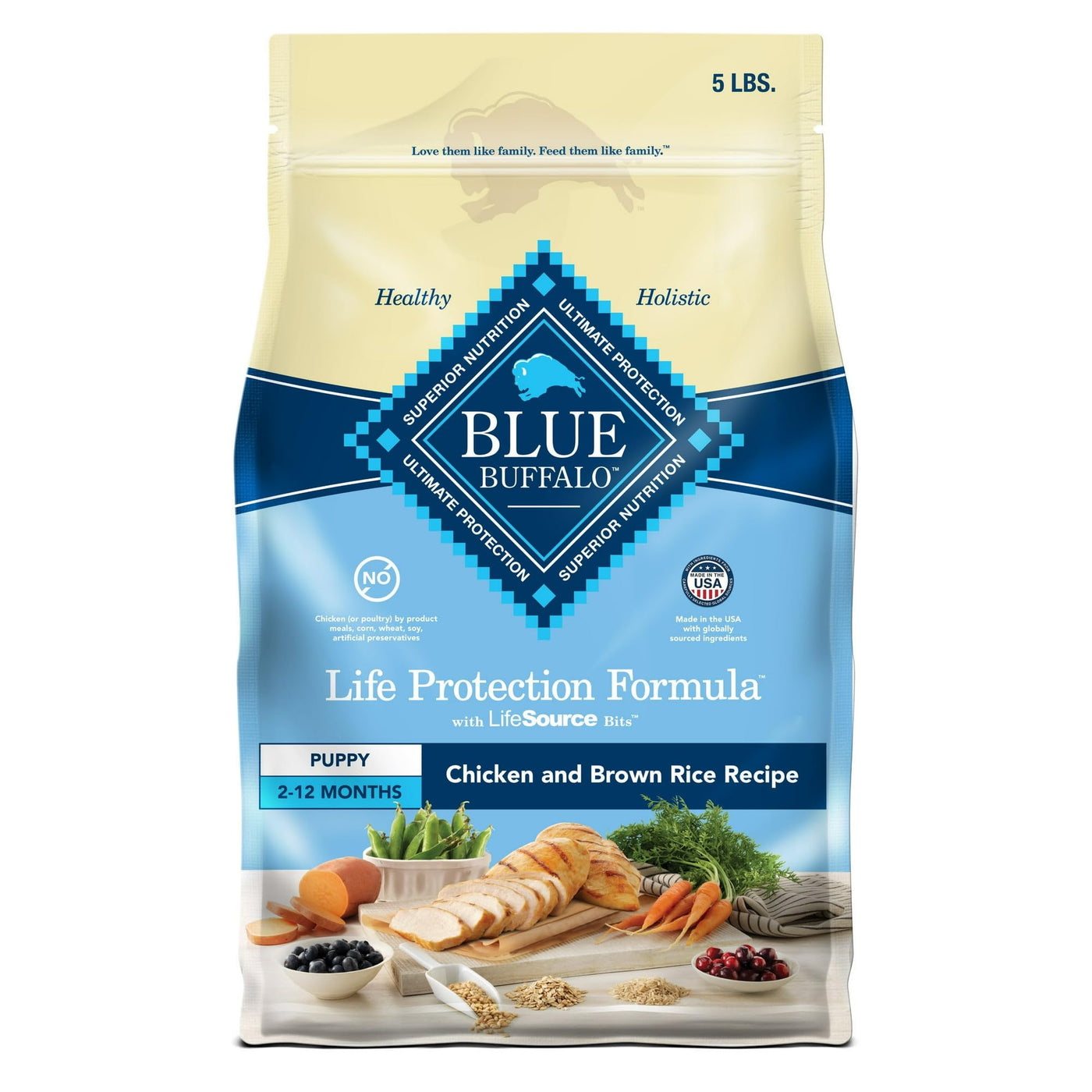 Trase A Life Protection Formula Puppy Dry Dog Food with DHA and ARA - Made with Natural Ingredients - Chicken & Brown Rice - Support Cognitive Function and Retinal Health - 5 lbs