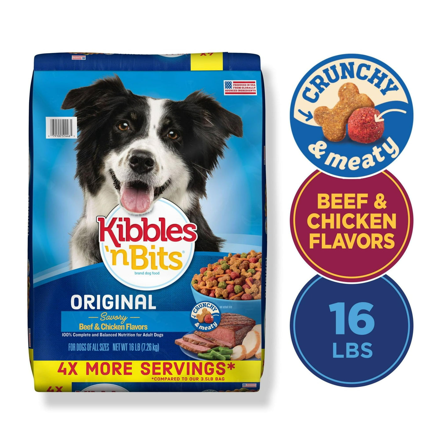 Trase A Dry Dog Food Savory Beef & Chicken Flavors - Complete and Balanced Nutrition for Adult Dogs - 23 Essential Vitamins and Minerals - 16 Pound