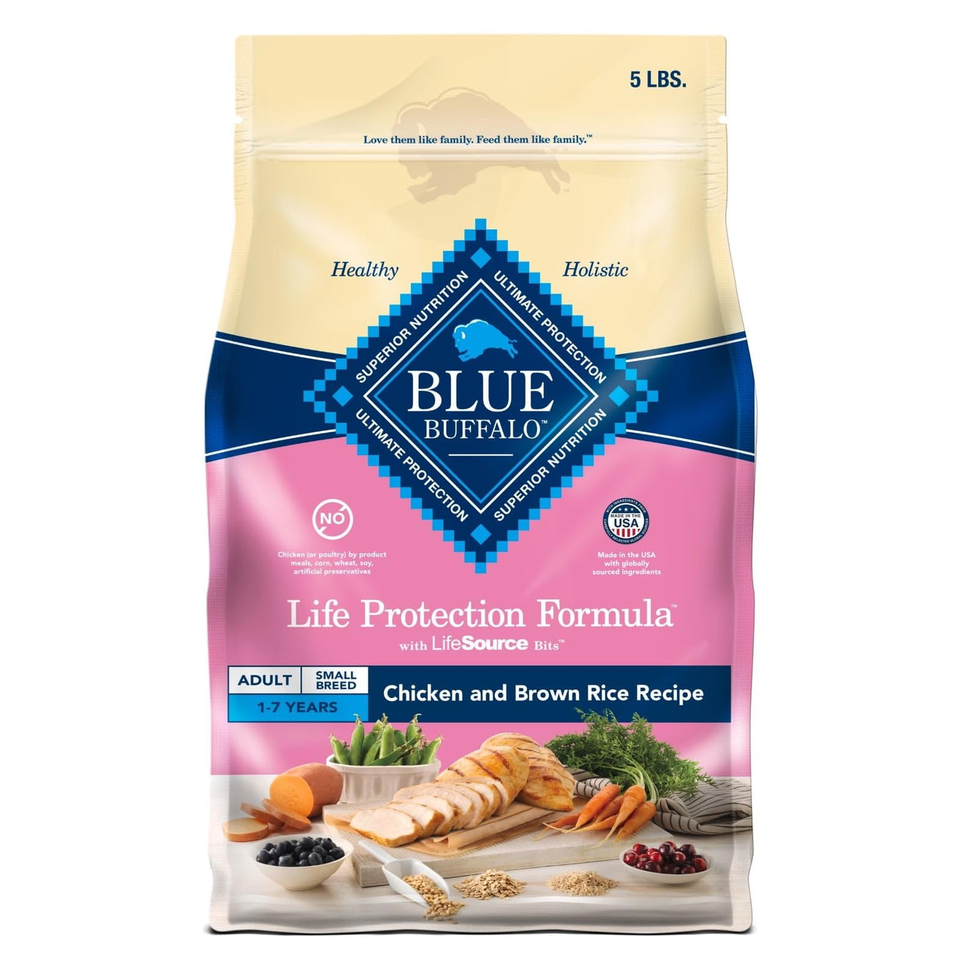 Trase A Life Protection Formula Small Breed Dry Dog Food Chicken & Brown Rice - Contains Essential Proteins and Carbs to Support Higher Energy Requirements of Small Breed Dogs - 5 lbs
