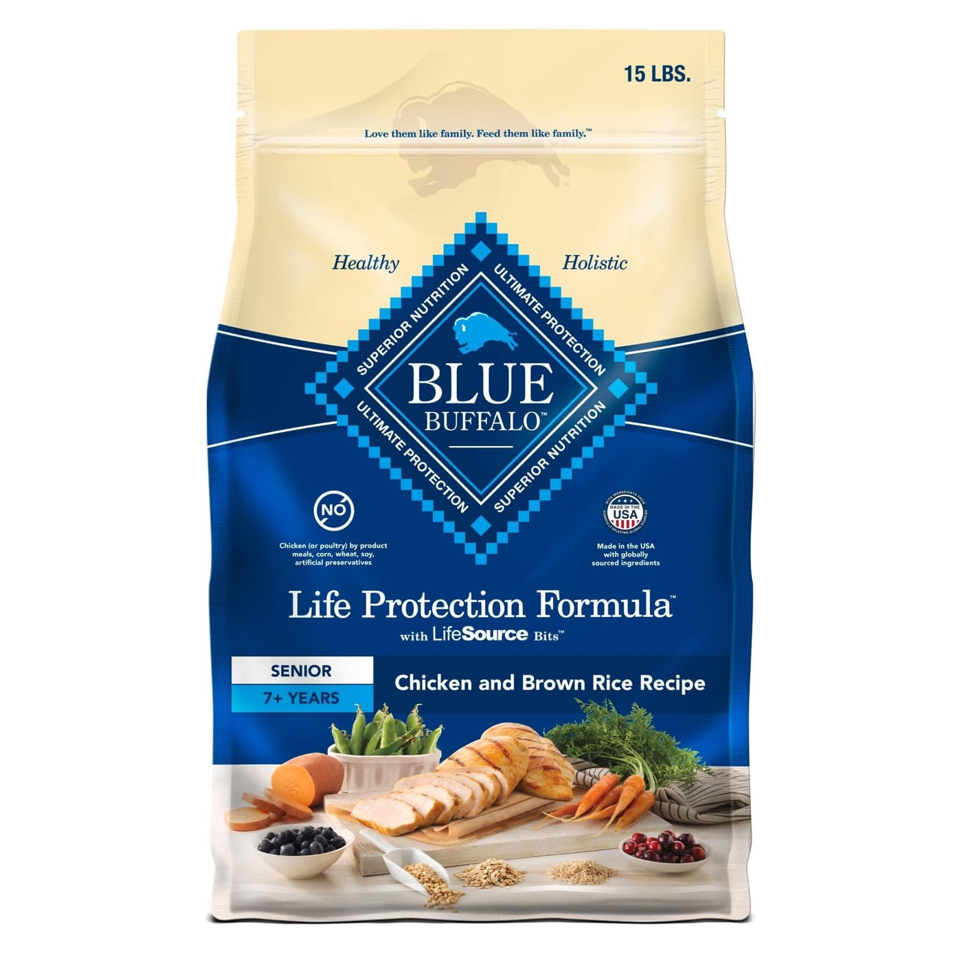 Trase A Life Protection Formula Senior Dry Dog Food - Chicken & Brown Rice - Supports Joint Health and Mobility - Made with Natural Ingredients - 15 lbs