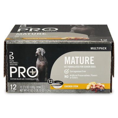 Trase A (3 Pack) Pro+ Chicken Stew Wet Dog Food for Mature Pets, Grain Free - 3.5 oz Cups (12 Pack) - Made with Real Chicken - Single Serving Meal Cup