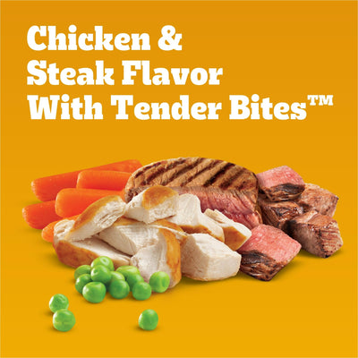 Tender Bites Complete Nutrition Adult Small Breed Dry Dog Food - Chicken & Steak Flavor - Dry Food Recipe with Whole Grains, Protein, and Accents of Vegetables - 3.5 Lb Bag