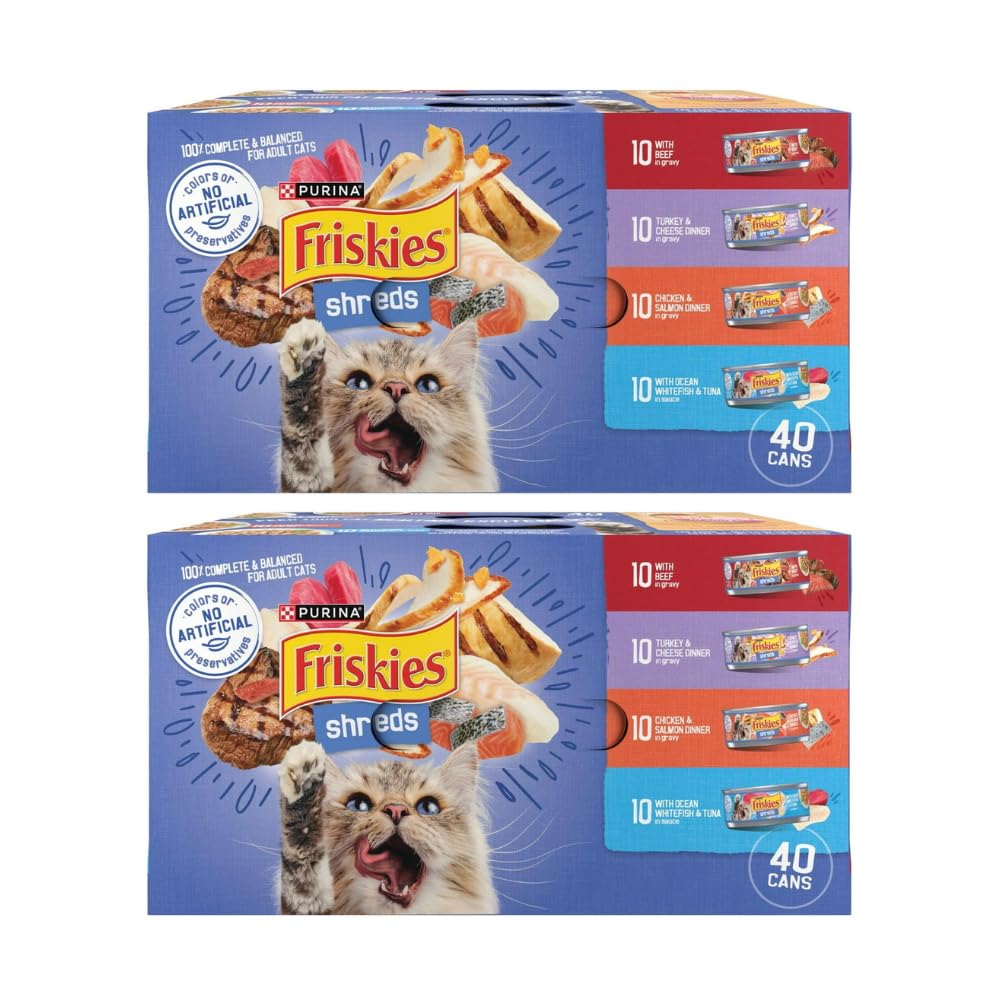 Trase A (2 Pack) Shreds Gravy Variety Pack Made with Real Beef, Seafood or Poultry - Wet Cat Food - Contains Essential Vitamins and Nutrients - 5.5 oz Cans, 40 Pack