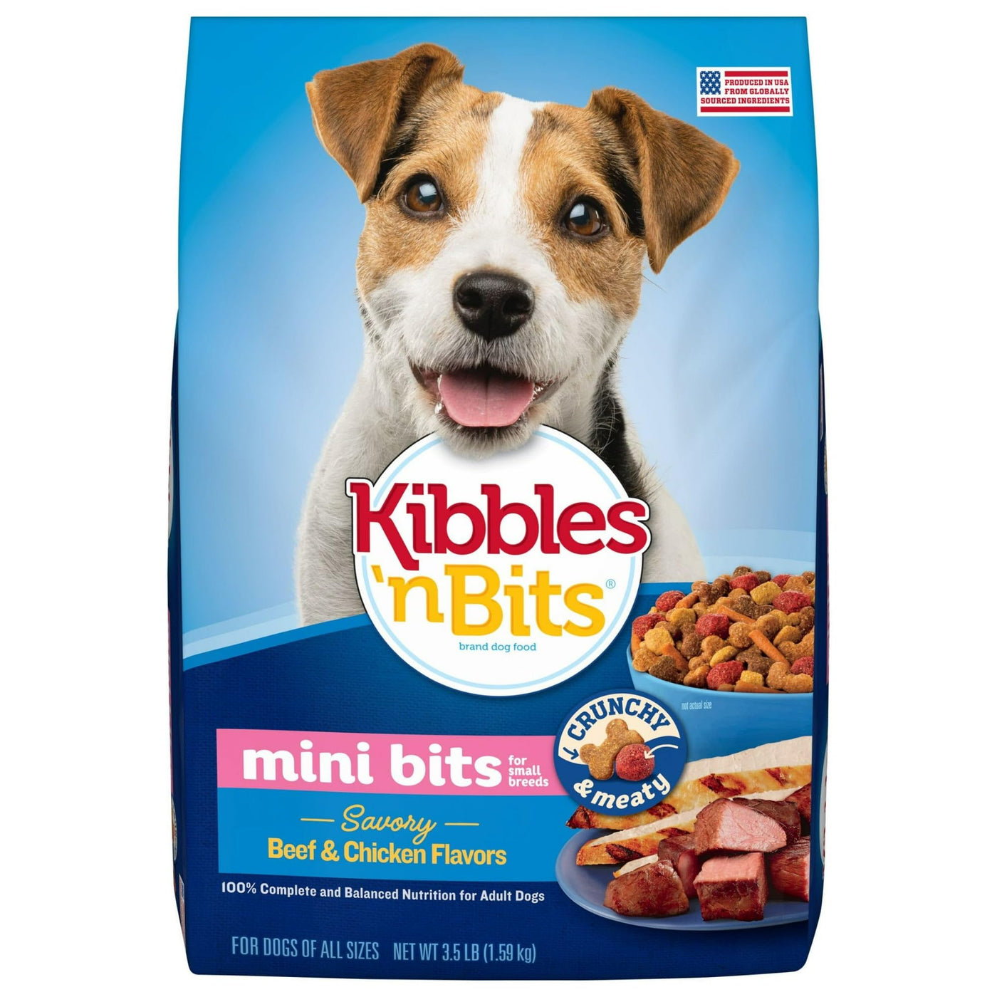 Trase A Mini Bits Small Breed Savory Beef & Chicken Flavors Dry Dog Food - Complete and Balanced Nutrition for Adult Dogs 3.5 lb Bag
