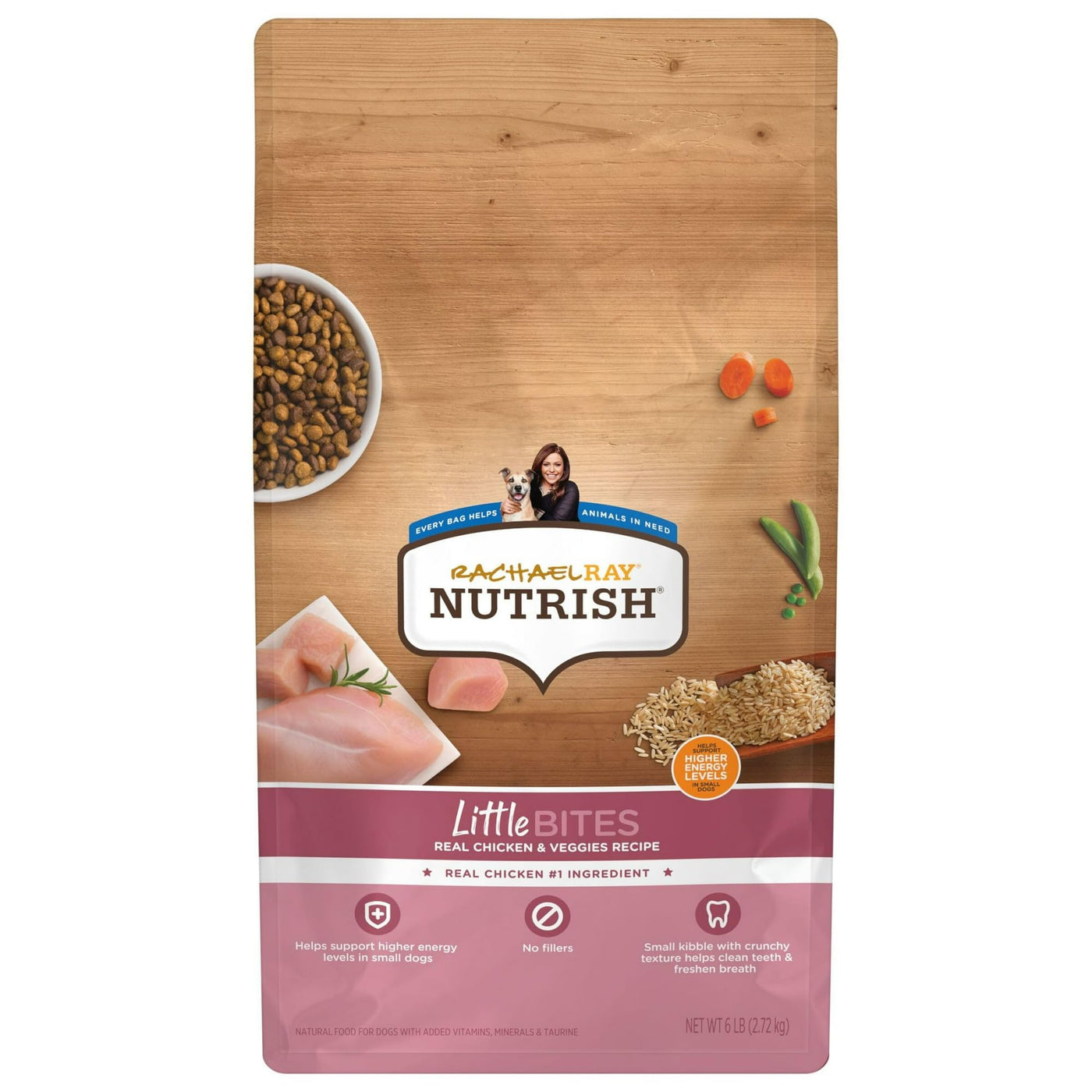 Trase A Little Bites Real Chicken & Veggies Recipe Dry Dog Food with Added Vitamins, Minerals and Taurine - Small Kibble Dog Food with Crunchy Texture - 6 lb. Bag