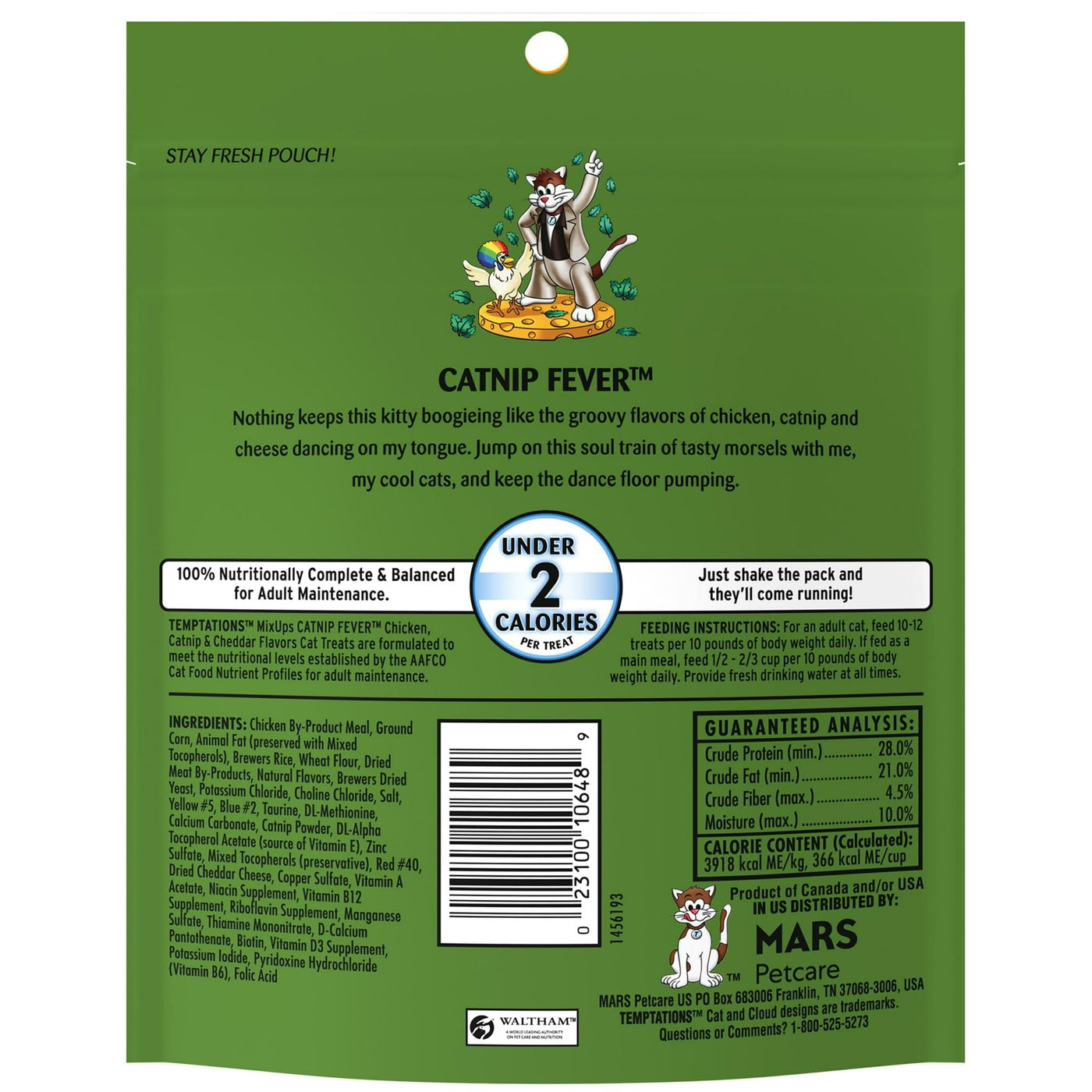 Mixups Catnip Fever Flavor Crunchy and Soft Dry Cat Treats - Delicious Cat Snack with a Mix of Chicken, Catnip, and Cheese Flavors - 6.3 Oz Pouch