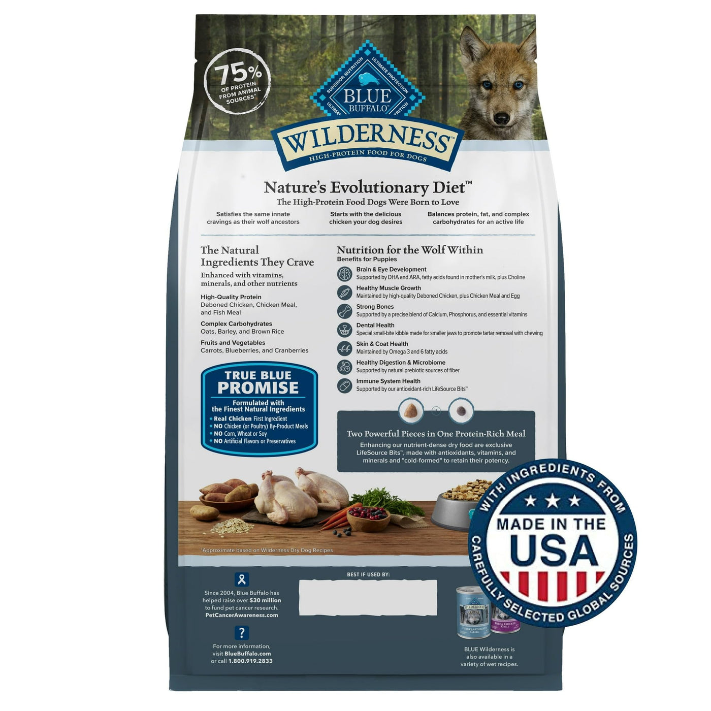 Trase A Wilderness High-Protein Natural Puppy Dry Food, Chicken Recipe - Formulated with Vitamins, Minerals, and Nutrients - 24 lb. Bag