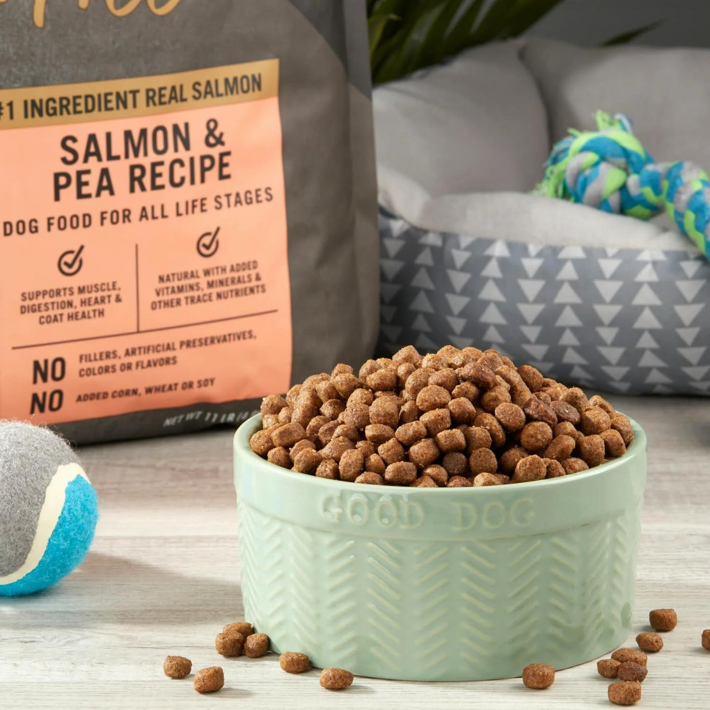 Trase A Wild & Free Salmon & Pea Recipe Dry Dog Food, Grain-Free, No Artificial Colors or Flavors, Complete Nutrition, 11 lbs