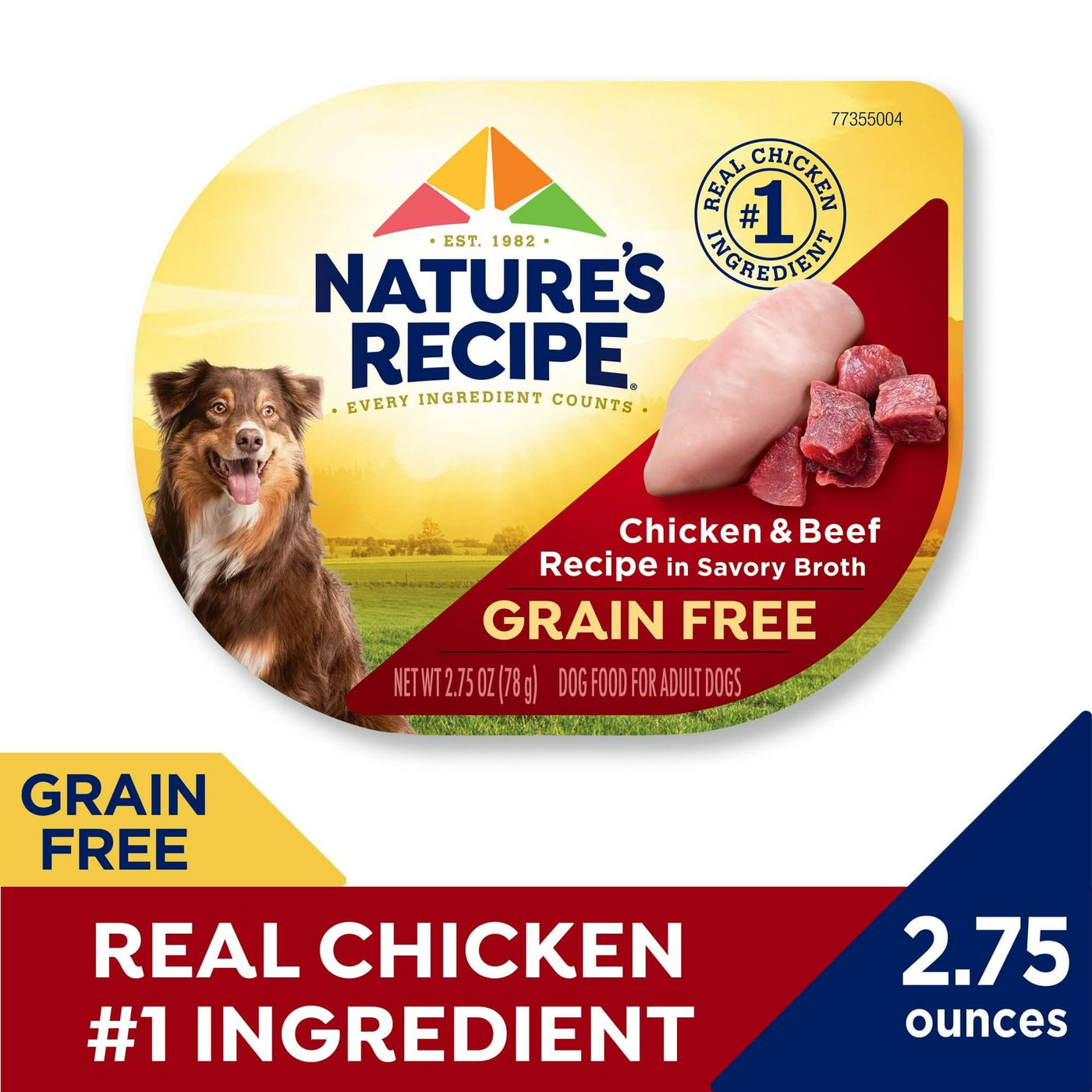 Trase A (4 Pack) Grain Free Chicken & Beef Recipe in Savory Broth Wet Dog Food - 2.75 oz. Cup - Includes Natural Ingredients with Added Vitamins, Minerals and Nutrients