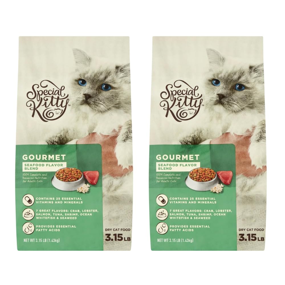 Gourmet Formula Dry Cat Food - Seafood Flavor Blend - Balanced Nutrition Essential Vitamins - 25 Essential Vitamins and Minerals - Help Your Cat Maintain Their Healthy Lifestyle - Pack of 2 x 3.15 lb