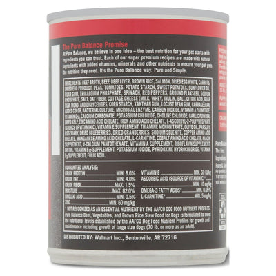Trase A (4 Pack) Beef, Vegetable & Brown Rice Flavor Stew Wet Dog Food for Adult, Grain Free - 12.5 oz. Can - 100% Complete and Balanced for Adult Dogs