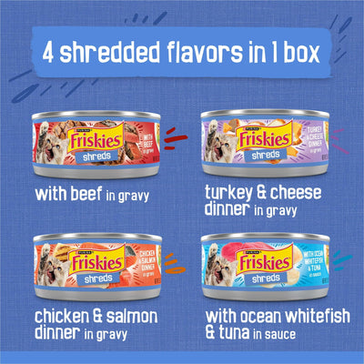 Trase A (2 Pack) Shreds Gravy Variety Pack Made with Real Beef, Seafood or Poultry - Wet Cat Food - Contains Essential Vitamins and Nutrients - 5.5 oz Cans, 40 Pack