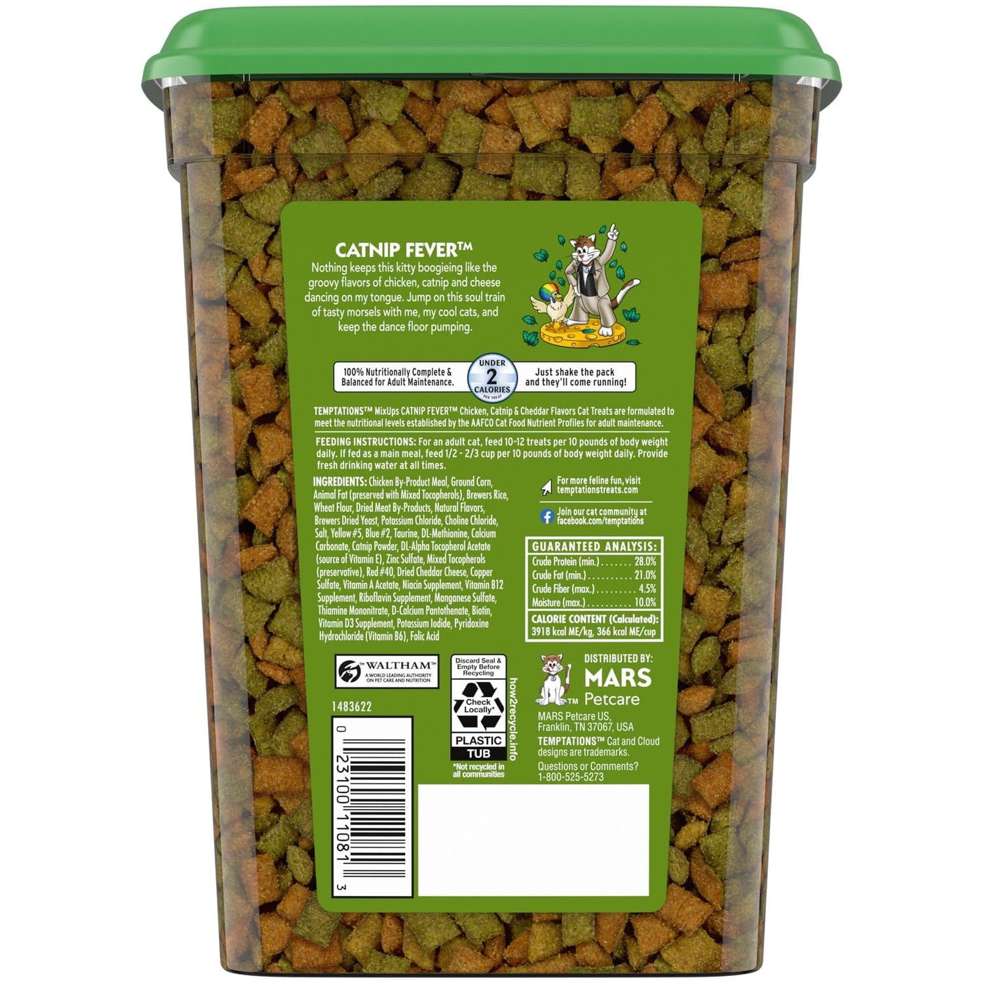 Mixups Catnip Fever Flavor Crunchy and Soft Dry Cat Treats - Crunchy Outer Shell Helps to Control Tartar and Support Dental Health - 16 oz Tub