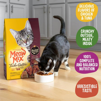 Tender Centers with Basted Bites, Chicken and Tuna Flavored Dry Cat Food, 3-Pound, Crunchy Outside Meaty Inside