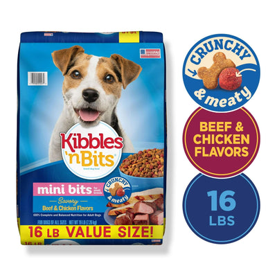 Trase A Mini Bits Small Breed Savory Beef & Chicken Flavors Dry Dog Food - Complete and Balanced Nutrition for Adult Dogs 16 lb Bag