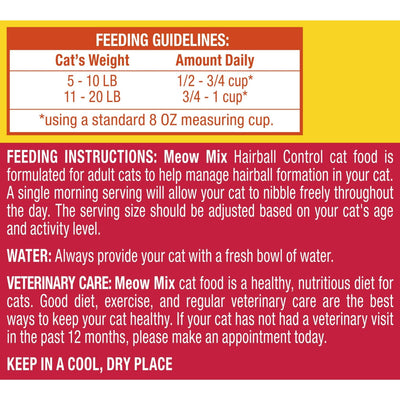 Hairball Control Dry Cat Food - Made with The Delicious Flavors of Chicken, Turkey, Salmon and Ocean Fish - Complete and Balanced Nutrition for Adult Cats - 3.15 Pound Bag