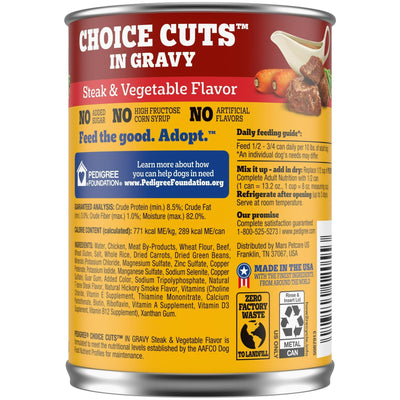 Trase A (3 Pack) Choice Cuts in Gravy Adult Canned Soft Wet Dog Food, Steak & Vegetable Flavor - 13.2 Oz. Can - 100% Complete and Balanced for Adult Dogs