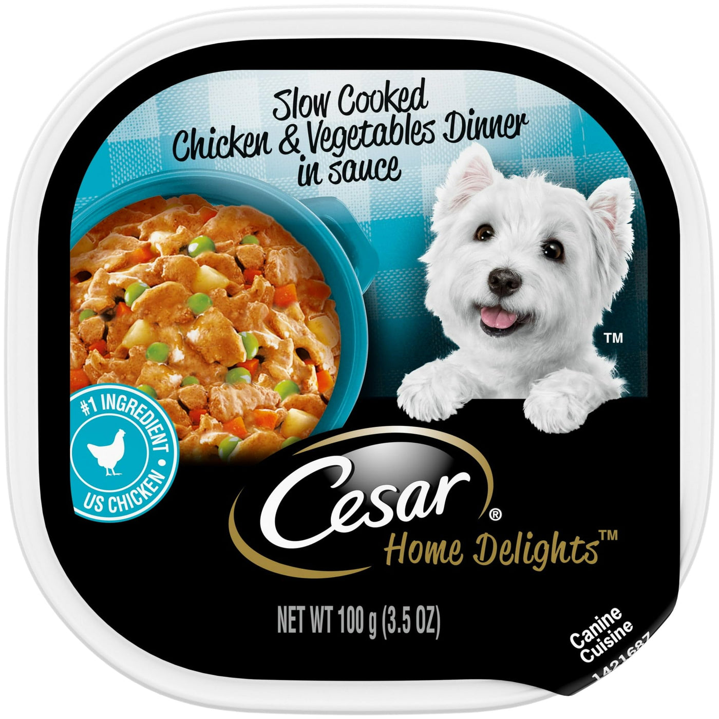 (4 Pack) Home Delights Slow Cooked Chicken and Vegetables Wet Dog Food - 3.5 Oz Tray - Complete and Balanced and Fortified with Vitamins and Minerals to Help Dog's