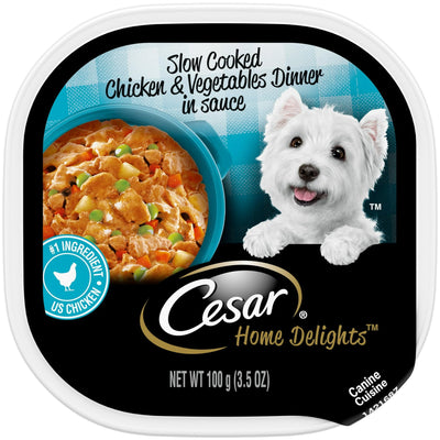 (4 Pack) Home Delights Slow Cooked Chicken and Vegetables Wet Dog Food - 3.5 Oz Tray - Complete and Balanced and Fortified with Vitamins and Minerals to Help Dog's