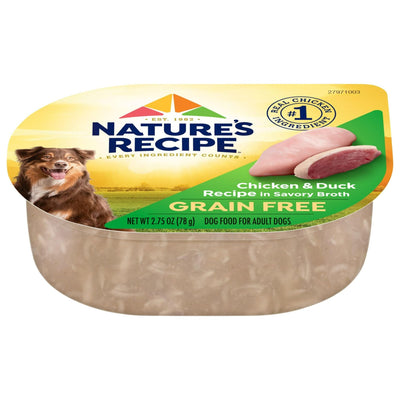 Trase A (4 Pack) Grain Free Chicken & Duck Recipe in Savory Broth Wet Dog Food for Adult Dogs - 2.75 Oz Cup - Includes Natural Ingredients with Added Vitamins, Minerals and Nutrients