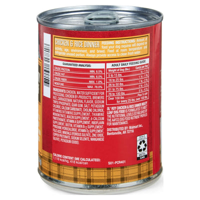 Trase A (4 Pack) Chicken & Rice Dinner Meaty Loaf Wet Dog Food - 13.2 Oz Can - 100% Complete and Balanced Nutrition for Adult Dogs