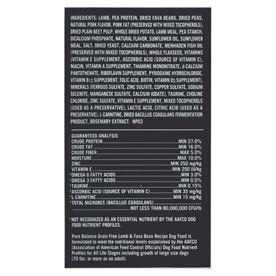 Lamb & Fava Bean Recipe Dry Dog Food - Grain Free - Supports Immune System, Digestion, and Coat Health - Natural with Added Vitamins, Minerals - 24 lbs