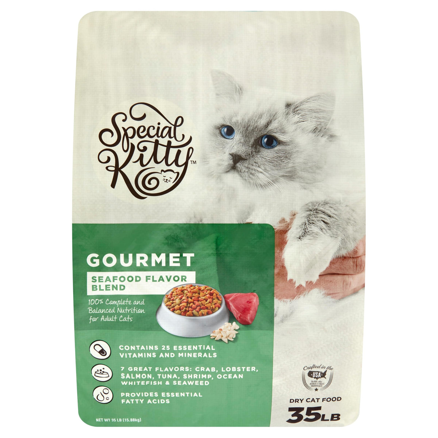 Trase A Speciial Kity Gourmet Formula Dry Cat Food, Seafood Flavor Blend, Give Energy & Vitality Support, Maintaining Healthy Weight, 35 lb