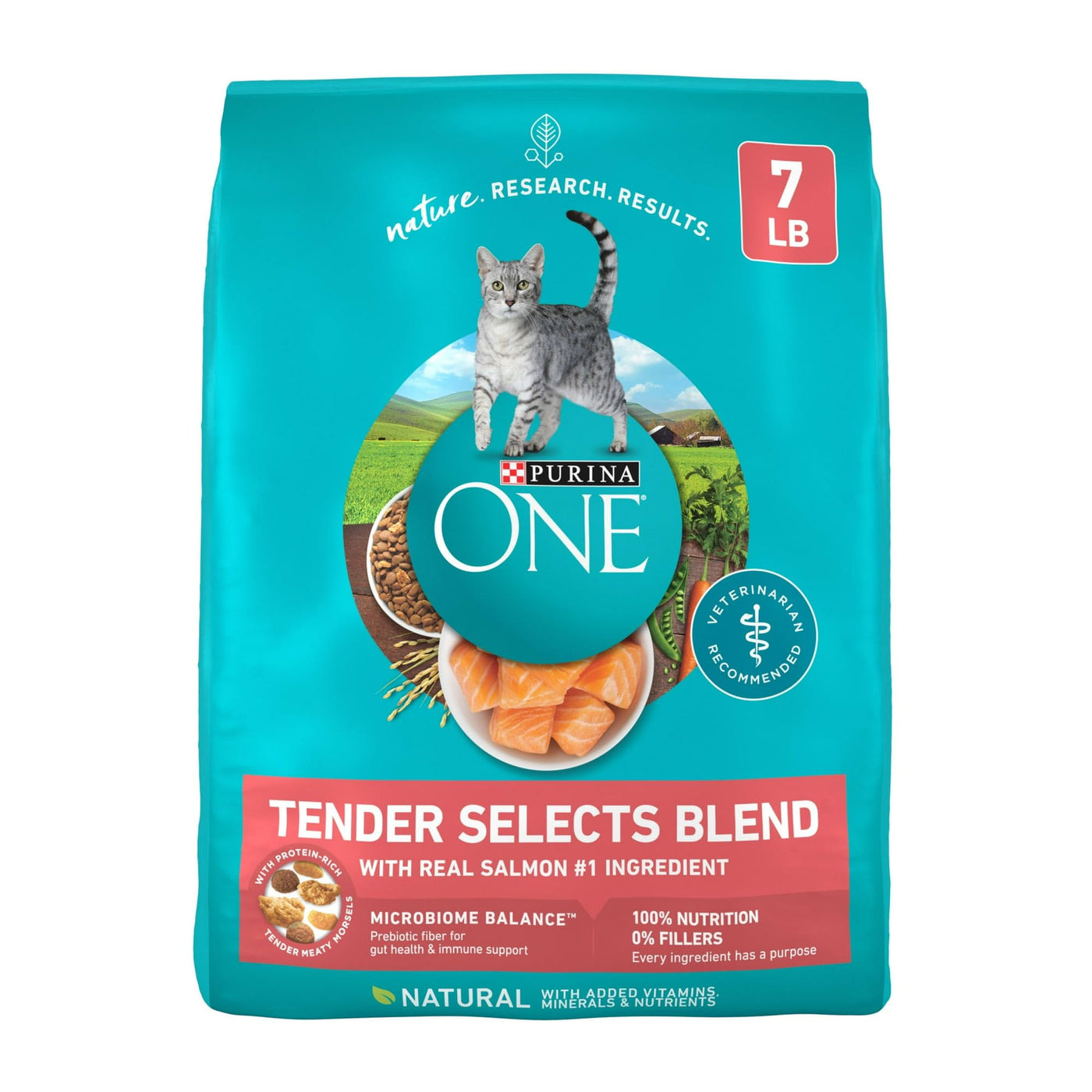 Tender Select Blends Dry Cat Food - Real Salmon - High Protein Helps Support Strong Muscles - Complete and Balanced Nutrition for Adult Cats - 7 lb Bag