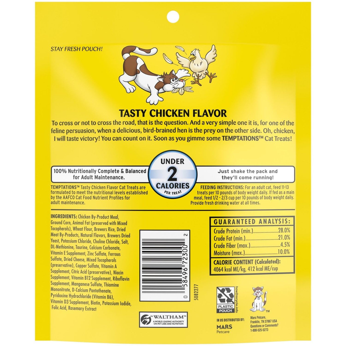 Tasty Chicken Flavor Crunchy and Soft Cat Treats - 100% Nutritionally Complete and Balanced for Adult Cat Maintenance - 6.3 oz Pouch