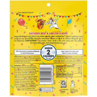 Birthday Lobster and Beef Flavor Crunchy Soft Treats for Cats - Complete and Balanced Nutrition for Adult Cats - 6.3 oz Pouch