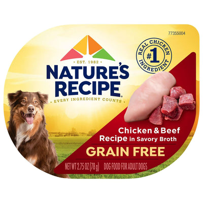 Trase A (4 Pack) Grain Free Chicken & Beef Recipe in Savory Broth Wet Dog Food - 2.75 oz. Cup - Includes Natural Ingredients with Added Vitamins, Minerals and Nutrients
