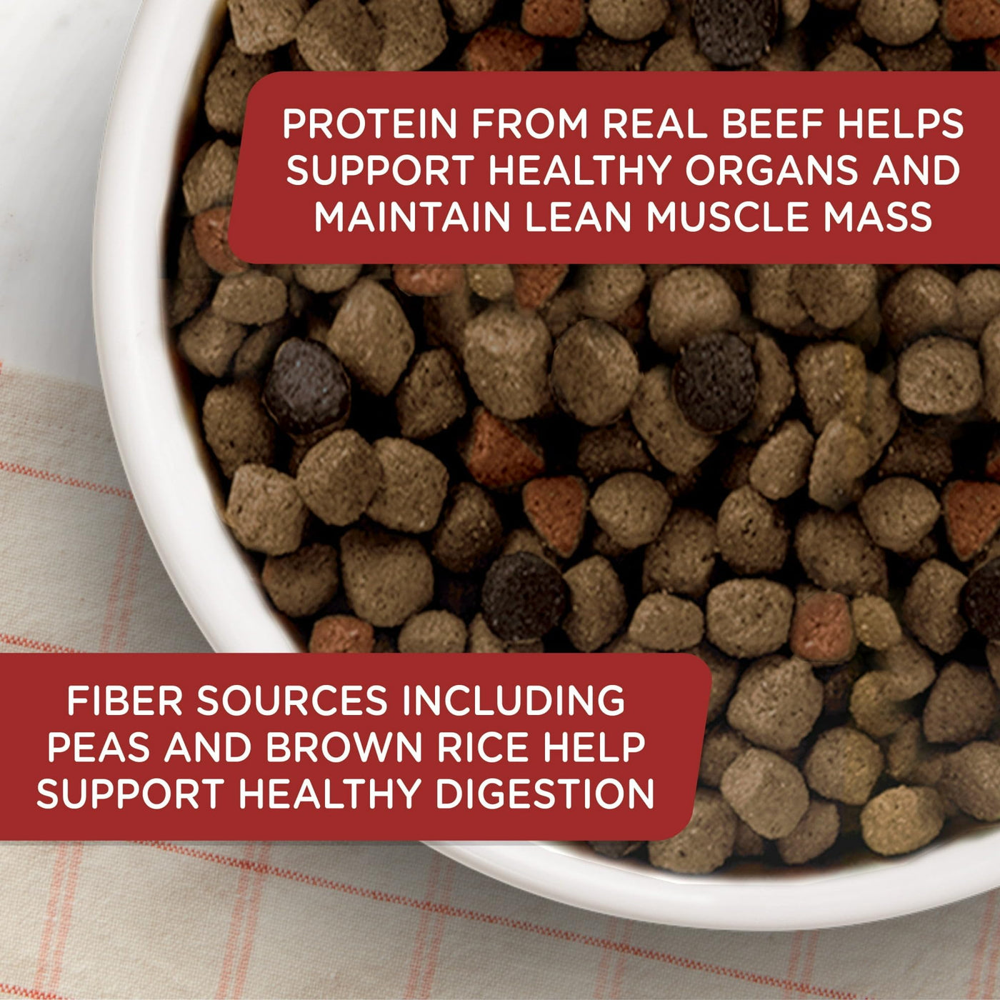 Trase A Real Beef, Pea & Brown Rice Recipe Dry Dog Food - Natural Dry Dog Food for Adult Dogs with Added Vitamins, Minerals and Taurine - 14 lb. Bag