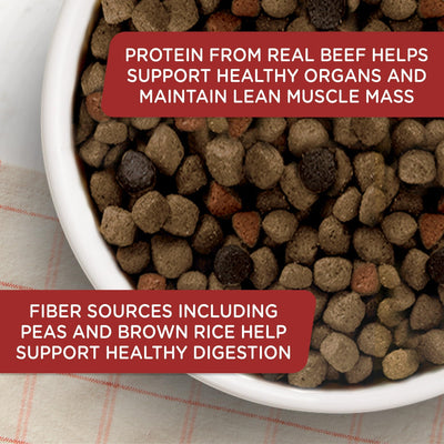 Trase A Real Beef, Pea & Brown Rice Recipe Dry Dog Food - Natural Dry Dog Food for Adult Dogs with Added Vitamins, Minerals and Taurine - 14 lb. Bag