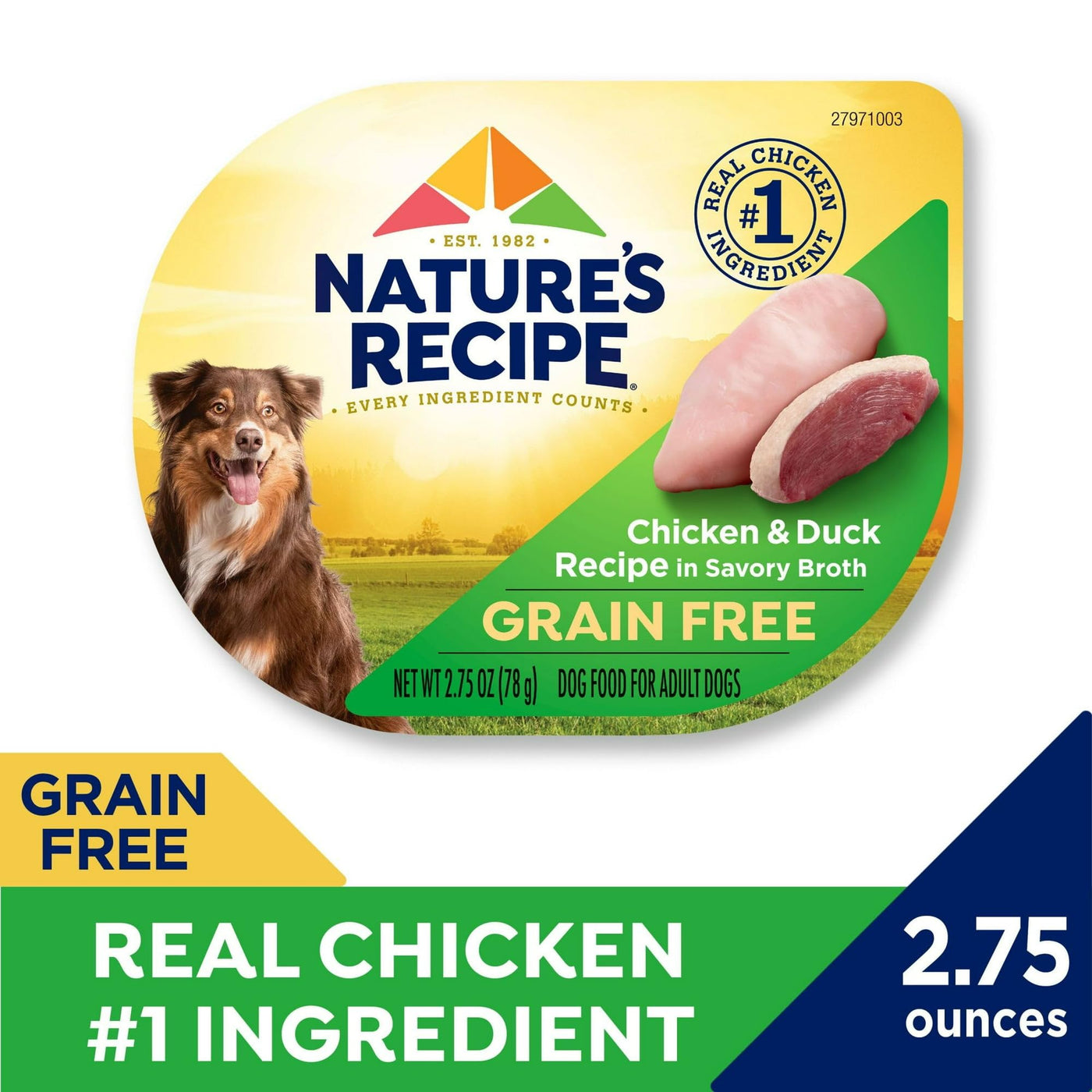 Trase A (4 Pack) Grain Free Chicken & Duck Recipe in Savory Broth Wet Dog Food for Adult Dogs - 2.75 Oz Cup - Includes Natural Ingredients with Added Vitamins, Minerals and Nutrients
