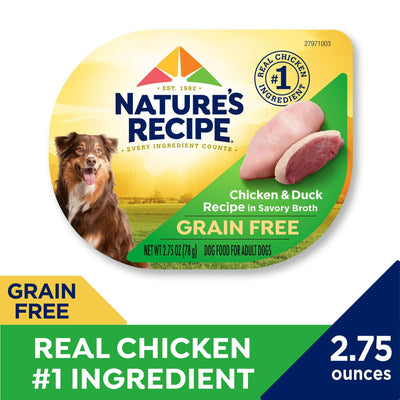 Trase A (4 Pack) Grain Free Chicken & Duck Recipe in Savory Broth Wet Dog Food for Adult Dogs - 2.75 Oz Cup - Includes Natural Ingredients with Added Vitamins, Minerals and Nutrients