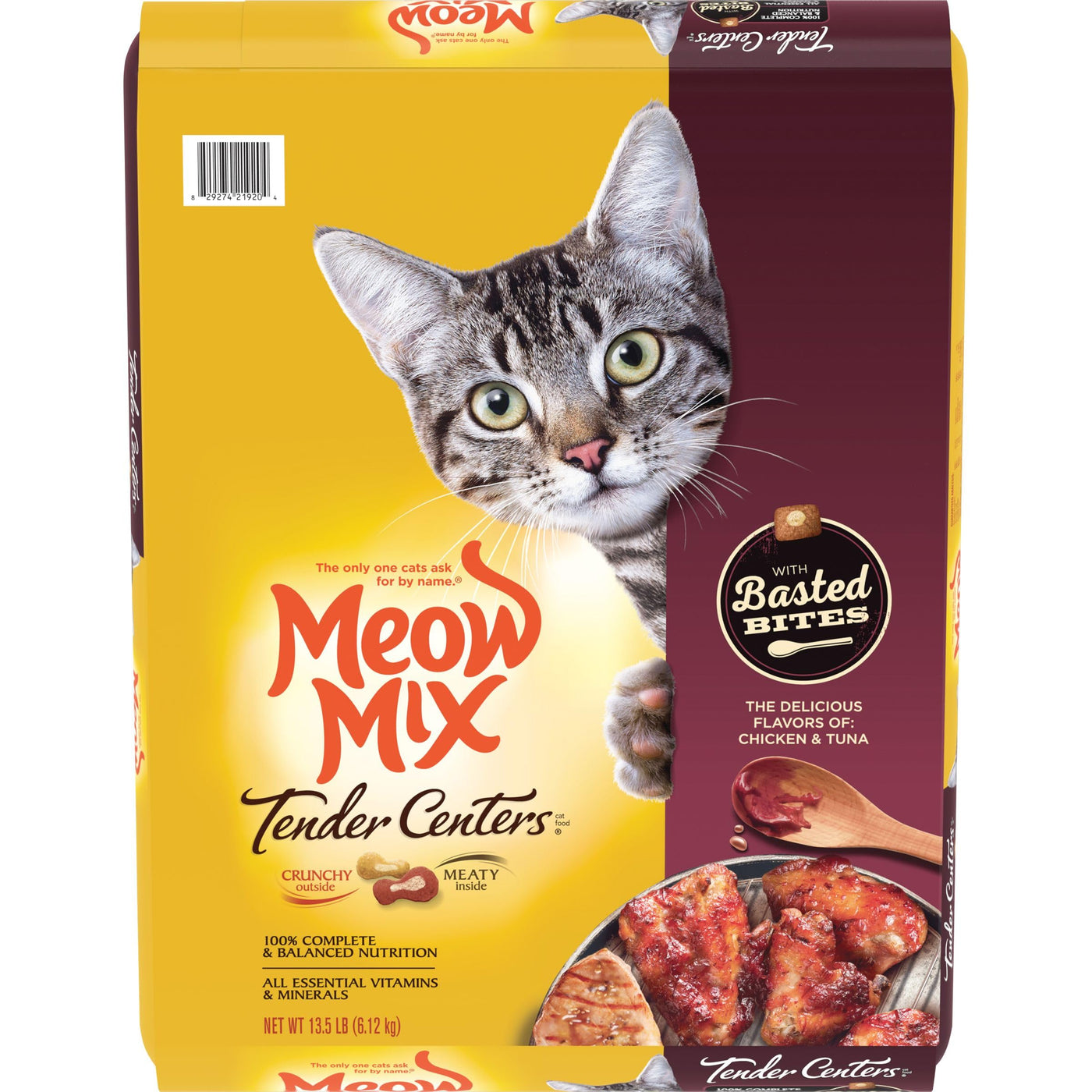 Mew Mix Tender Centers with Basted Bites, Chicken and Tuna Flavored Dry Cat Food, 14 Pound - Dry Cat Food Includes Basted Bites for Irresistible Taste and Texture