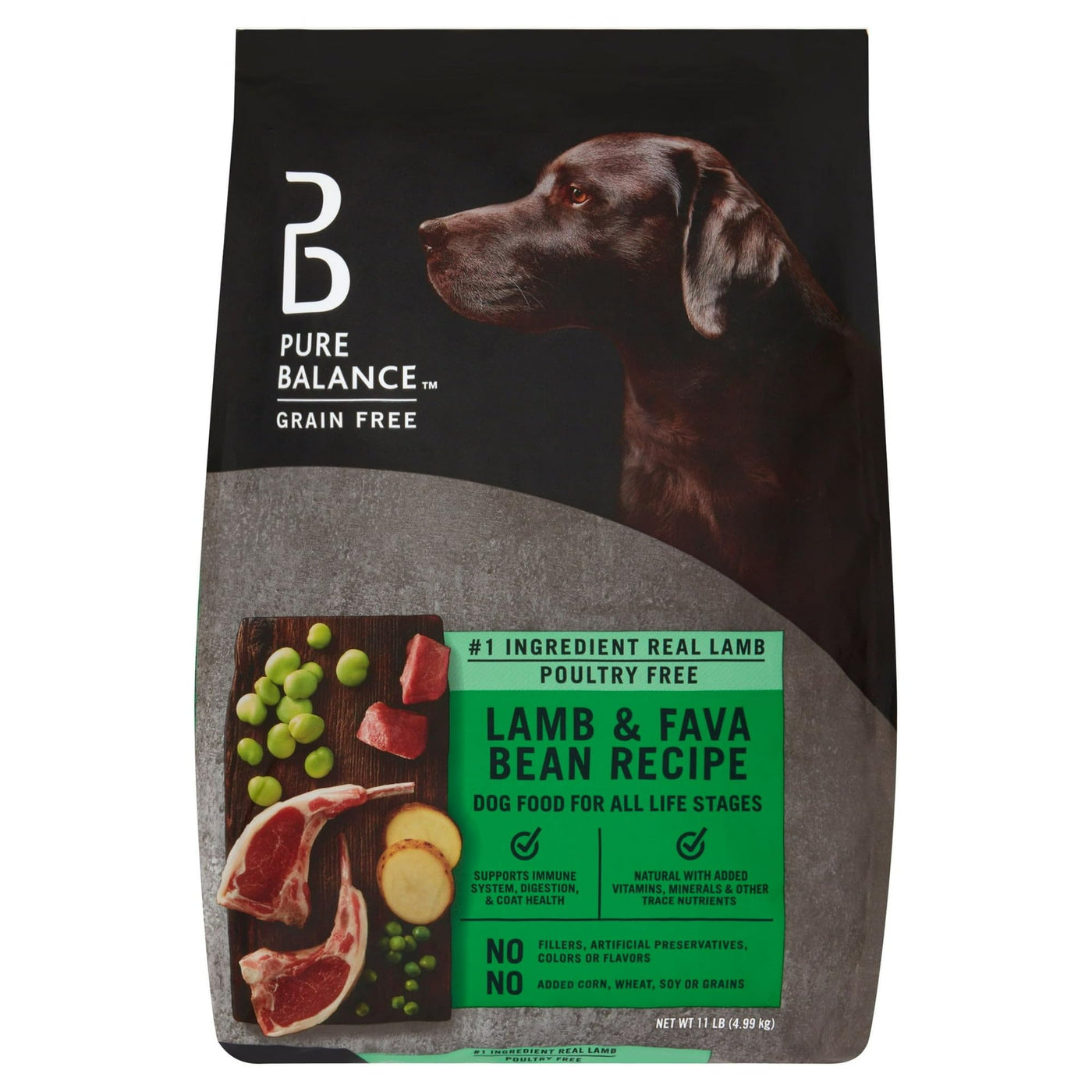 Lamb & Fava Bean Recipe Dry Dog Food for Dogs of All Life Stages - Grain Free - Supports Immune System, Digestion, and Coat Health - Natural with Added Vitamins, Minerals - 11 lbs