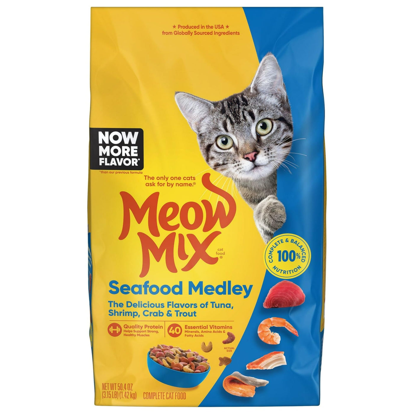 Trase A Seafood Medley Dry Cat Food - High in Protein - Support Strong, Healthy Muscles - 40 Essential Vitamins, Minerals, Amino Acids and Fatty Acids - 3.15 Pound Bag