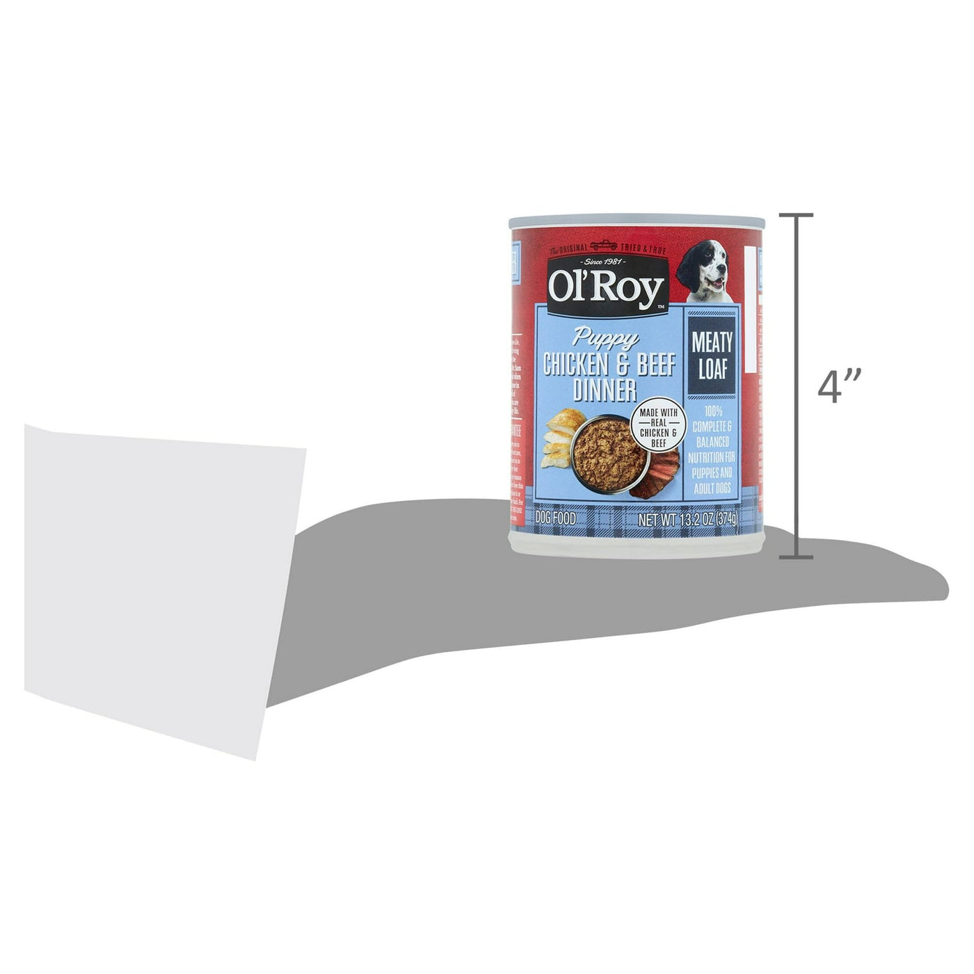 (4 Pack) Chicken & Beef Dinner Meaty Loaf Wet Dog Food for Puppies, Grain Free - 13.2 Oz Can - Great Tasting Chicken and Beef Flavor Encourages Healthy Appetite