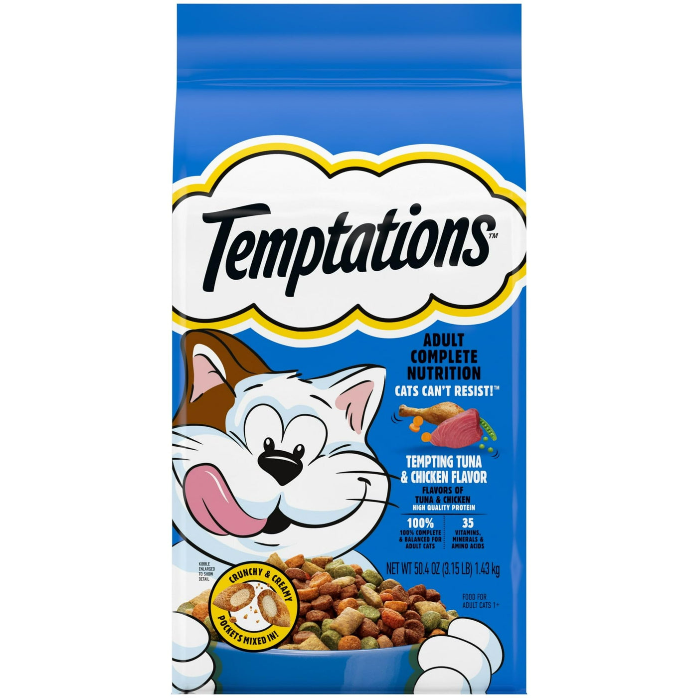 Tempting Tuna and Chicken Flavor Adult Dry Cat Food - Support Strong and Healthy Muscles - 35 Vitamins, Minerals, and Amino Acids - 3.15 Lb Bag
