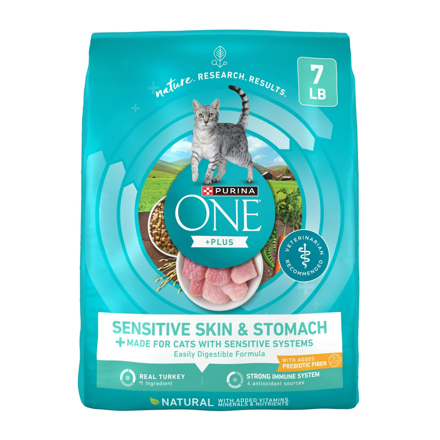 Sensitive Skin & Stomach Dry Cat Food - Real Turkey - Easily Digestible Formula for Cats with Sensitive Systems - Natural with Added Vitamins, Minerals, and Nutrients - 7 lb Bag