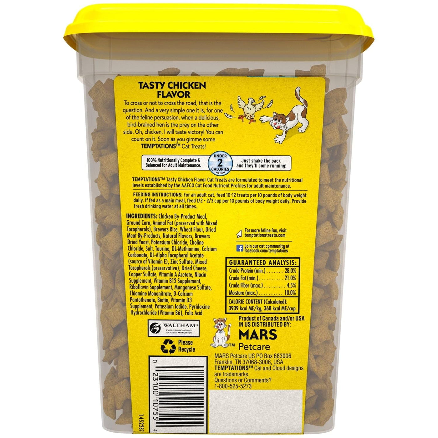 (2 Pack) Tasty Chicken Flavor Crunchy and Soft Cat Treats - Cat Food Treats Crunchy Outside Soft Inside - 16 Oz Tub