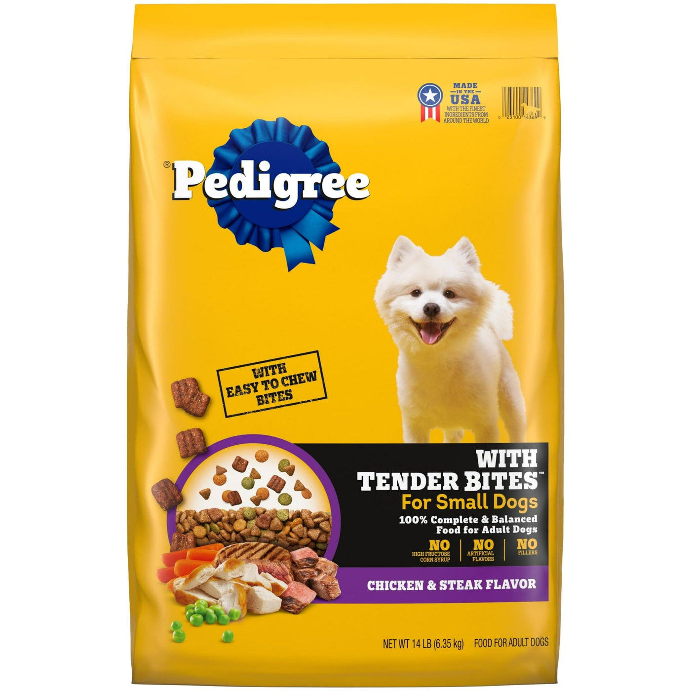 Tender Bites Chicken and Steak Dry Dog Food - Enriched with Omega 6 Fatty Acid and Zinc - Help Nourish Healthy Skin and Coat - 14 lb Bag