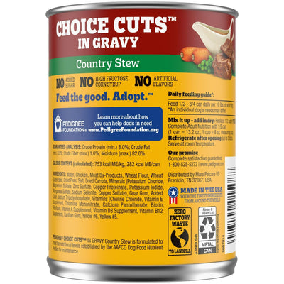 Trase A (6 Pack) Choice Cuts in Gravy Adult Canned Wet Dog Food, Country Stew - 13.2 Oz. Can