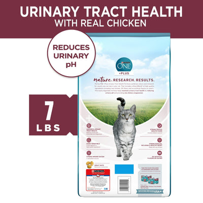 Uniary Tract Health Formula Dry Cat Food Made with Real Chicken - Crunchy Cat Dry Food Kibble - Promote Healthy Skin and a Soft, Luxurious Coat - 7 lb Bag