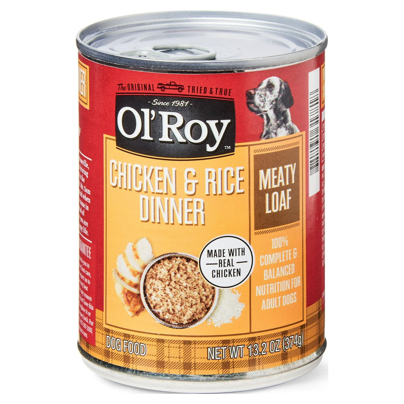 Trase A (4 Pack) Chicken & Rice Dinner Meaty Loaf Wet Dog Food - 13.2 Oz Can - 100% Complete and Balanced Nutrition for Adult Dogs