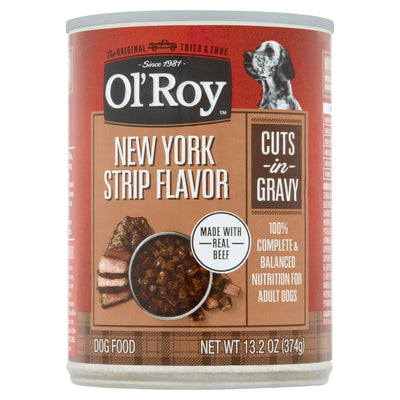 (4 Pack) New York Strip Flavor Cuts in Gravy Wet Dog Food - 13.2 Oz Can - 100% Complete and Balanced Nutrition for Adult Dogs